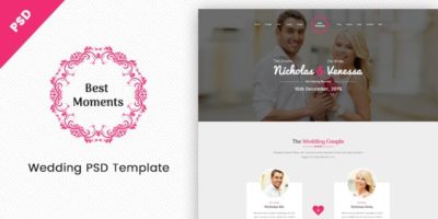 Best Moments - Mordern Wedding PSD Template by DesignHeaven