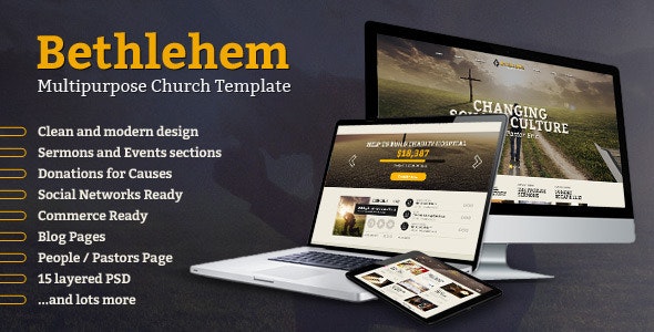 Bethlehem - Multipurpose Church PSD Template by bcube