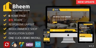 Bheem : Construction Industry Agency WordPress Theme with RTL Ready by DexignZone