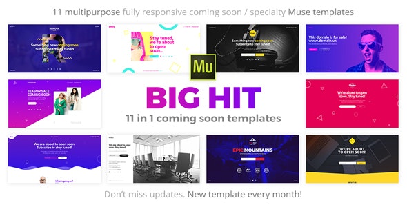 BigHit - 11 in 1 Coming Soon Responsive Muse Templates by vinyljunkie