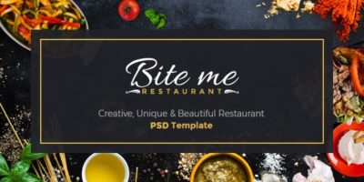 BiteMe - Restaurant Landing Page PSD Template by Kalanidhithemes