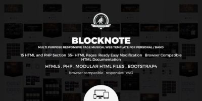 Blocknote - Responsive Website for Band/Musician by bnrcreativelab