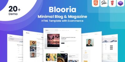 Blooria - Professional Minimal and Multipurpose Blog HTML Template with Ecommerce by electronthemes