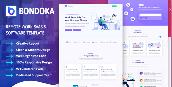 Bondoka - Remote Work Software Agency Template by SokaTemplates