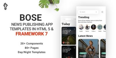 Bose - News Publishing App Template in HTML 5 & Framework 7 by Osumstudio