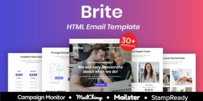 Brite - Multipurpose Responsive Email Template 30+ Modules Mailchimp by grapestheme