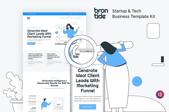 Brontide – IT Solutions & Technology Startup Elementor Template Kit by deTheme