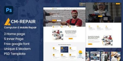 CM-Repair - Computer and Mobile Repair Store PSD Template by s7template