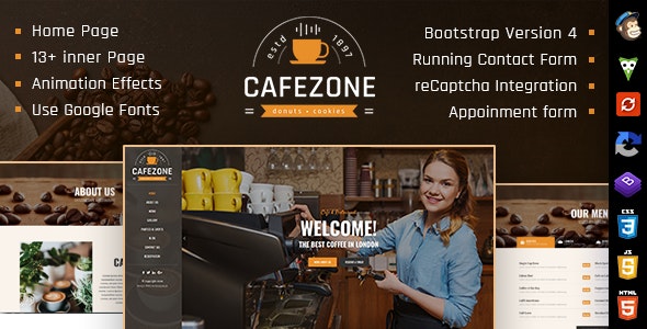 CafeZone: Coffee Shop Restaurant HTML Restaurant Template by dexignlabs