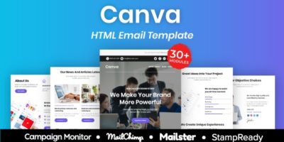 Canva - Multipurpose Responsive Email Template 30+ Modules Mailchimp by grapestheme