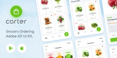 Carter – Grocery Application Adobe XD Mobile UI Kit by GfxPartner
