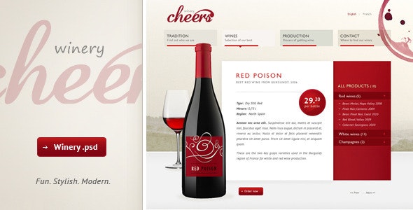 Cheers - premium .psd for winery by ProspektDesign