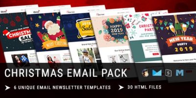 Christmas - New Year Responsive Email Template with Mailchimp Editor & Online StampReady Builder Acc by fourdinos