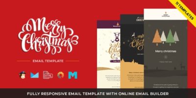 Christmas and New Year Responsive Email Template with Builder by themezaa