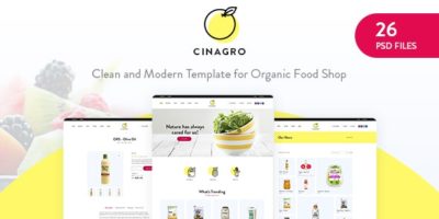 Cinagro - Organic Food Shop PSD Template by fruitfulcode