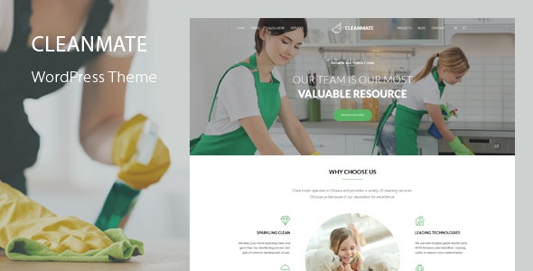 CleanMate - Cleaning Company Maid Gardening WordPress Theme by QuanticaLabs