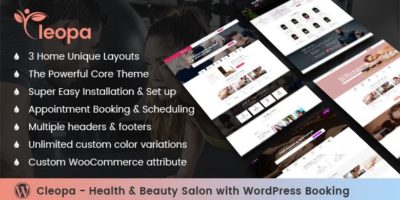 Cleopa - Health & Beauty Salon With WordPress Booking by netbaseteam