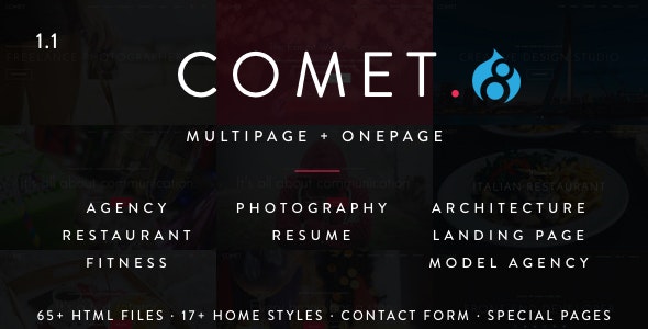 Comet - Creative Multi-Purpose Drupal 7 and 8 Theme by drupalet