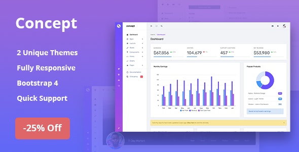 Concept - Responsive Admin Dashboard Template by stacks