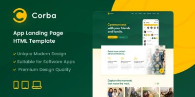 Corba – App Landing Page HTML Template by GfxPartner
