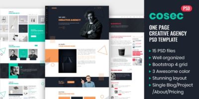 Cosec - One Page Creative Agency PSD Template by PriyoDesign