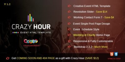 Crazy Hour - Event Management HTML Template by stillidea