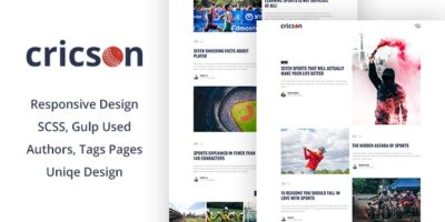 Cricson - Responsive & Magazine Bootstrap 4 Template by themeix