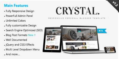 Crystal - Responsive Personal Blogger Template by MyTemplatesLab
