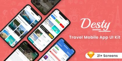 Desty - Travel App UI Kit by weblizar