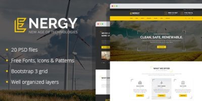 Energon - renewable energy and eco friendly technologies PSD template by WPRollers