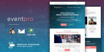 EventPro - Responsive Email for Events & Conferences with Online Builder by Psd2Newsletters