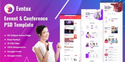 Evntox - Event & Conference PSD Template by softtech-it