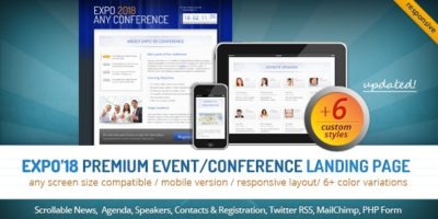 Expo'18 Responsive Event/ Conference Landing Page by mopc76