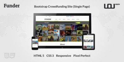 FUNDER - Bootstrap Crowdfunding Site (Single Page) by DirectoryThemes