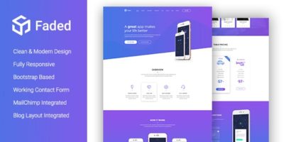 Faded - Creative App Landing Page Template With Blog + RTL by DroitThemes