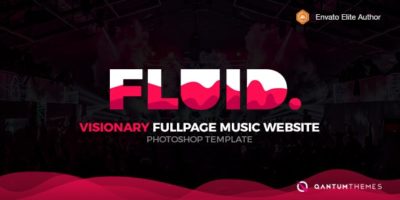 Fluid. Visionary Fullpage Music Photoshop Template by QantumThemes