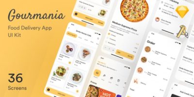 Gourmania – Food Delivery App UI Kit Sketch Template by ArtTemplate