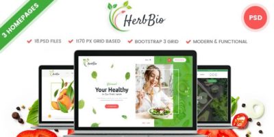 HerbBio - Vegetarianism & Nutritionist PSD Template by DENYSTHEMES