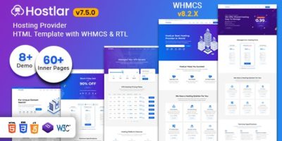 Hostlar – Domain Hosting Provider HTML Template with WHMCS and RTL by ThemeTags