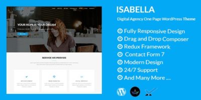 Isabella - Digital Agency One Page WordPress Theme by theme_ocean