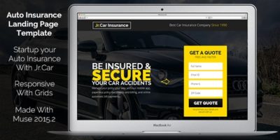 Jr. Auto Insurance Landing Page - Responsive Muse Template by Muse-Master