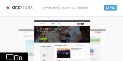 Kickstars - Crowdfunding PSD Template by bestwebsoft