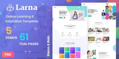 Larna - Online Learning and Education Website PSD Template by Storm_and_Rain
