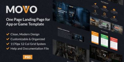 MOVO - One Page Landing page for App or Games PSD Template by GLDev