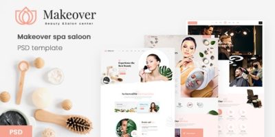 Makeover spa saloon PSD template by cmshaper