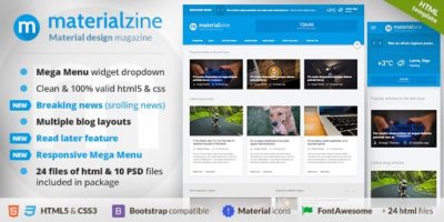MaterialZine - Blog & Magazine Material Design HTML Template by orange-themes