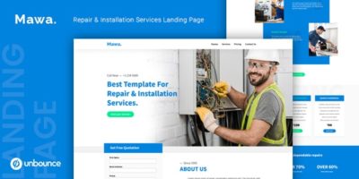 Mawa — Repair and Installation Services Unbounce Template by thememor