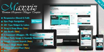 Maxxiz - Responsive Magazine/News Blogger Template by MKRdezign