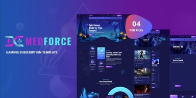 Medforce - Gaming Subscription Website PSD Template by UIAXIS