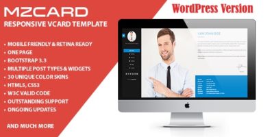 MilZinCard Resume / CV & Portfolio vCard WordPress Theme by 3jon
